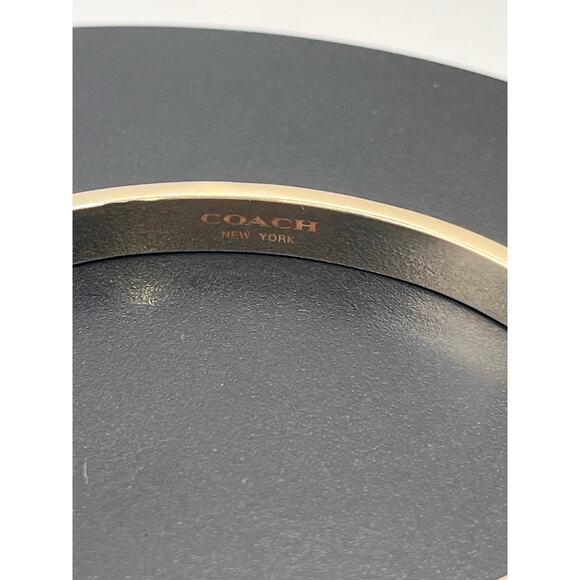Coach Black White Enamel Glass Gold Tone Signature C Enamel Hinged
Bangle New - Picture 6 of 9